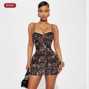 Leopard Lace Micro Mini Dress